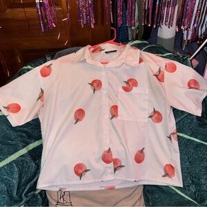 SHEIN Peach Patterned Collared Shirt
